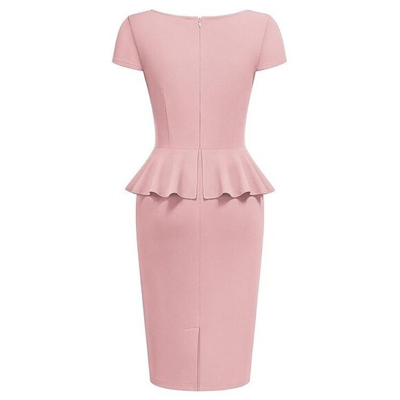 NEW Miusol Womens Retro Crew Neck Ruffle Style Pink Dress Party Wedding Size XXL - Picture 2 of 6